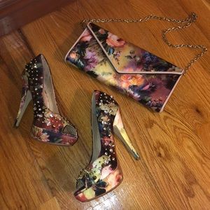 Aldo Heel and Clutch Floral Set